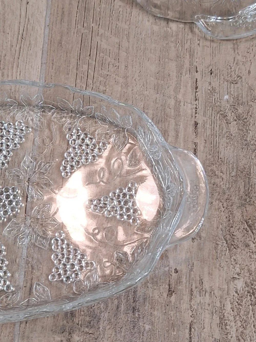 Vintage Grape Pattern Pressed Glass Serving Trays Set of 3